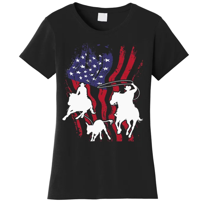 Rodeo Team Roping Horse Riding Equestrian Header Heeler Women's T-Shirt