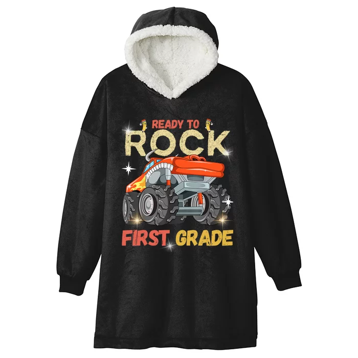 Ready To Rock First Grade First Day Of First Grade For Kids Hooded Wearable Blanket