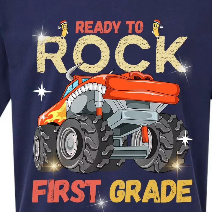 Ready To Rock First Grade First Day Of First Grade For Kids Sueded Cloud Jersey T-Shirt