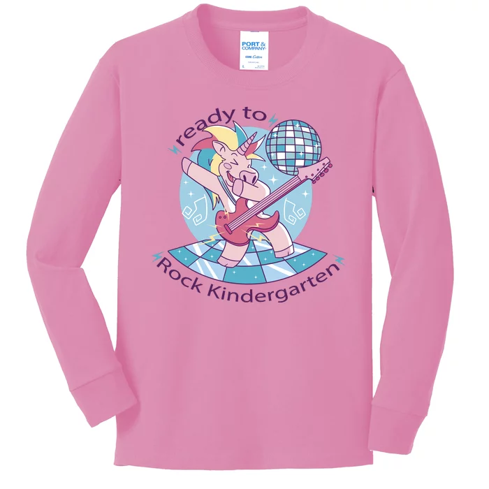 Ready To Rock Kindergarten Unicorn Back To School Kids Long Sleeve Shirt