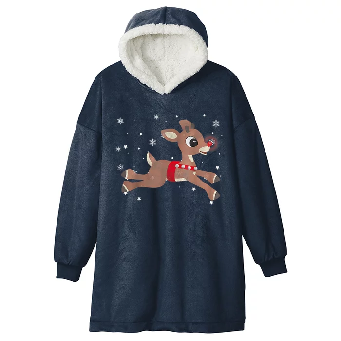 Rudolph The Red Nose Reindeer For And Christmas Fan Hooded Wearable Blanket