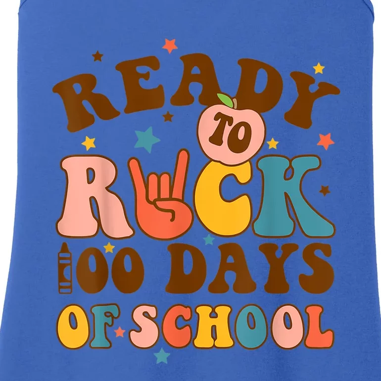 Ready To Rock 100 Days Of School Groovy Retro Smarter Funny Gift Ladies Essential Tank