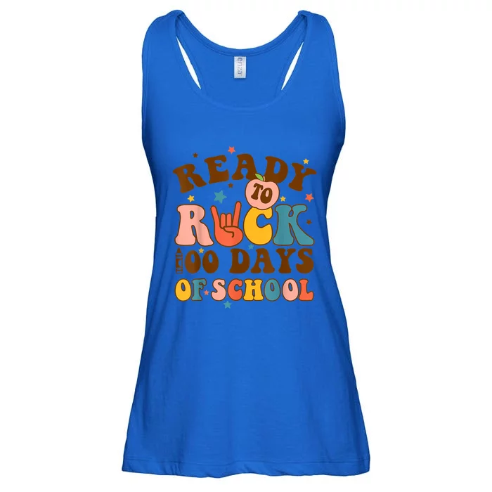 Ready To Rock 100 Days Of School Groovy Retro Smarter Funny Gift Ladies Essential Flowy Tank