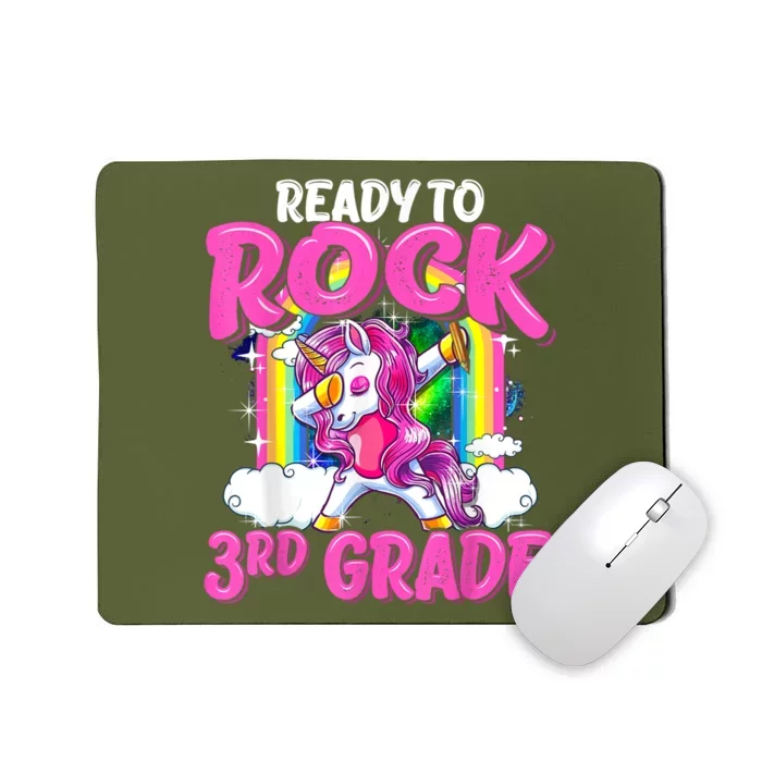 Ready To Rock 3rd Grade Dabbing Unicorn Back To School Girl Mousepad