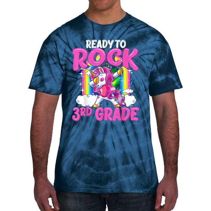 Ready To Rock 3rd Grade Dabbing Unicorn Back To School Girl Tie-Dye T-Shirt