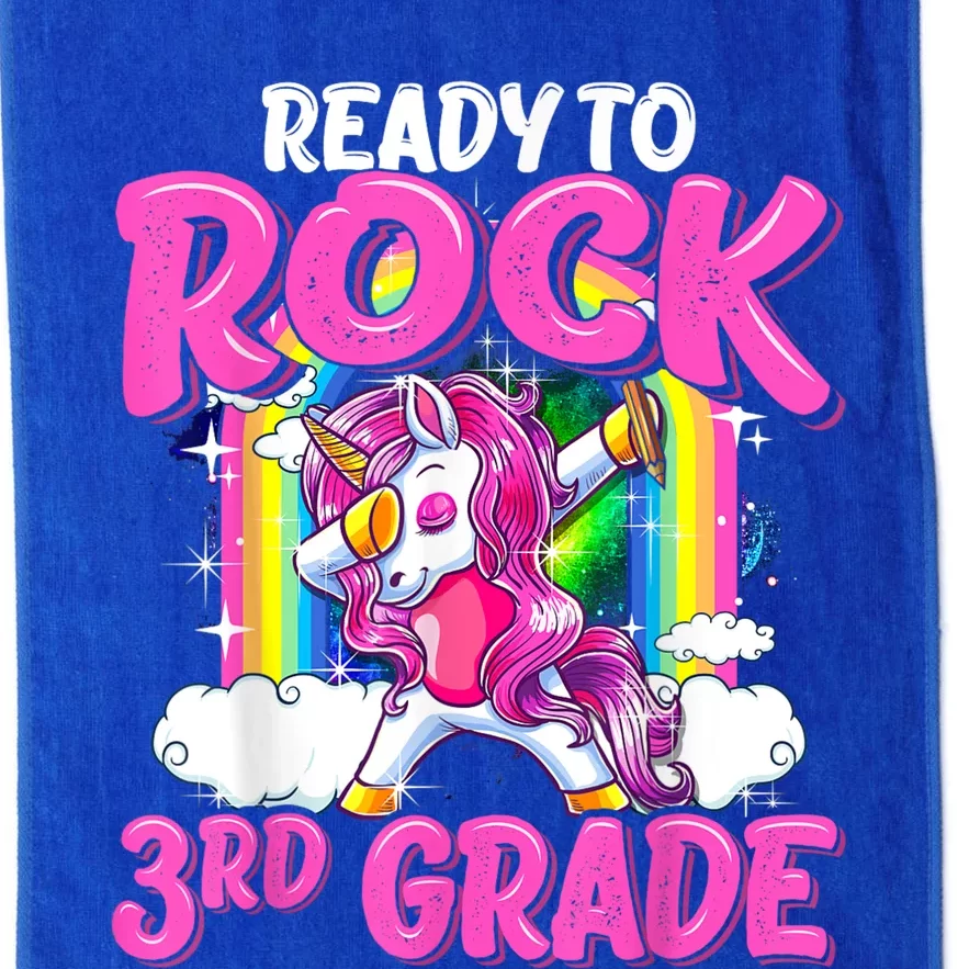 Ready To Rock 3rd Grade Dabbing Unicorn Back To School Girl Platinum Collection Golf Towel