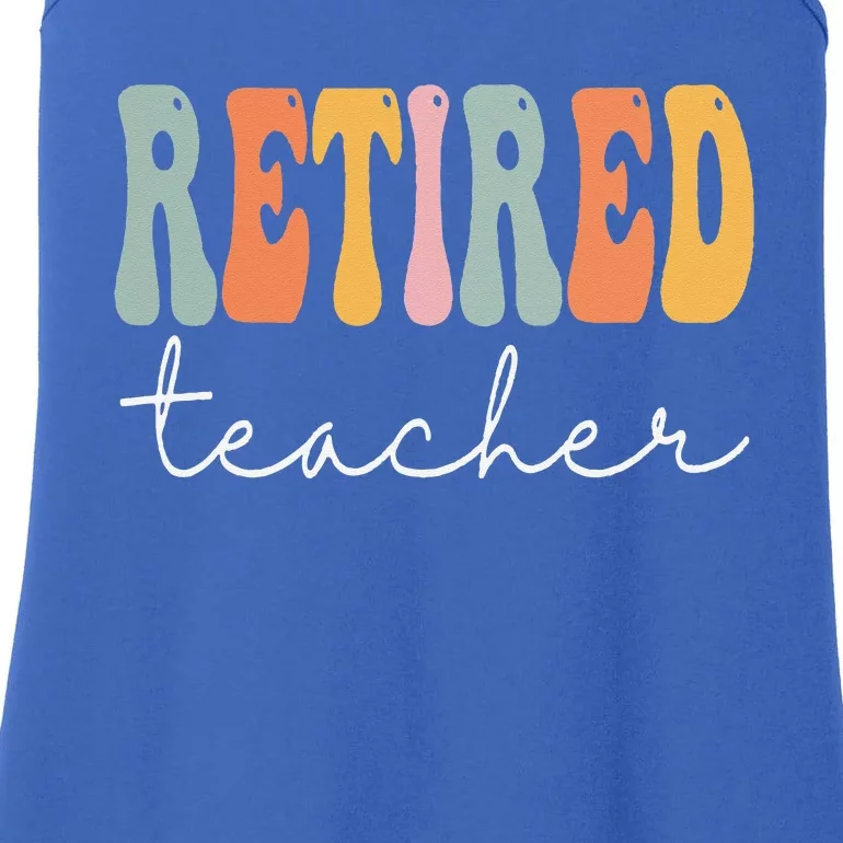 Retired Teacher Retro Groovy Women Happy First Day Of School Ladies Essential Tank