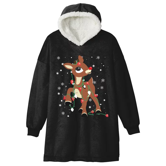 Rudolph The Red Nose Reindeer For Christmas Fan Hooded Wearable Blanket