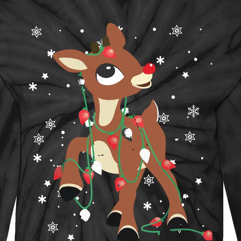 Rudolph The Red Nose Reindeer For Christmas Fan Tie-Dye Long Sleeve Shirt