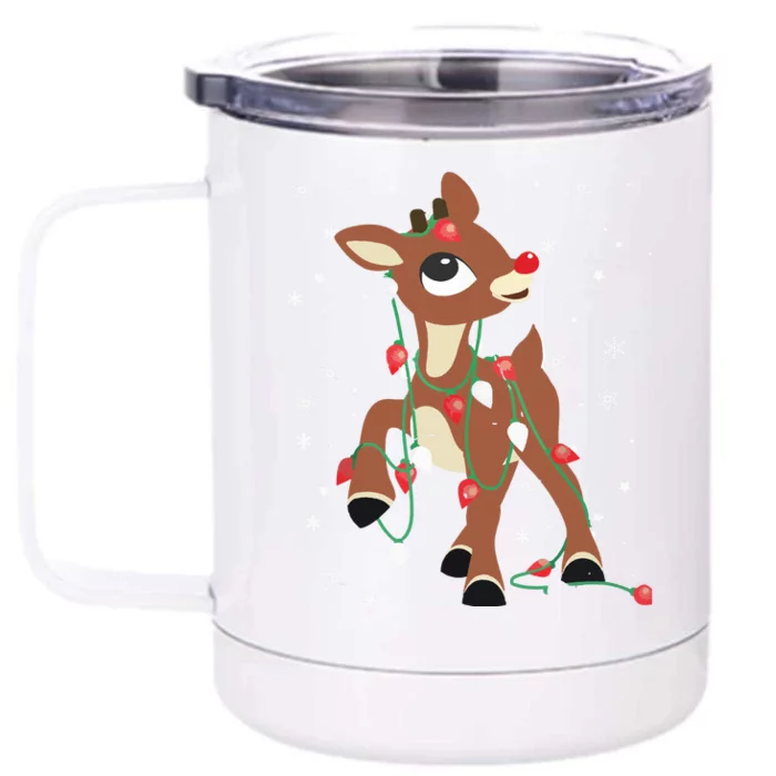 Rudolph The Red Nose Reindeer For Christmas Fan Front & Back 12oz Stainless Steel Tumbler Cup