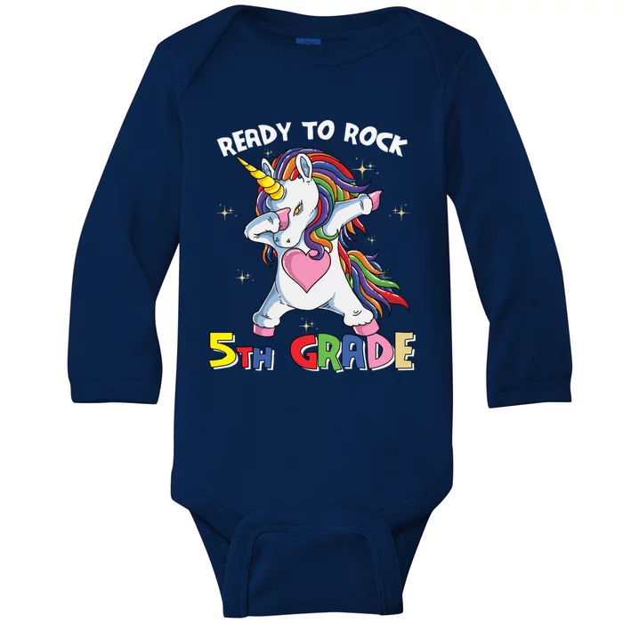 Ready To Rock Fifth Grade Back School Matching Unicorn Gift Baby Long Sleeve Bodysuit