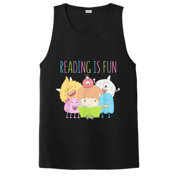 Reading Teacher Reading is Fun Monster Book Lover Fun Kid Performance Tank