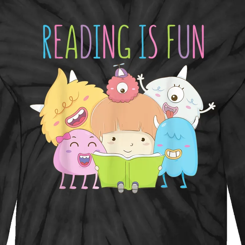 Reading Teacher Reading is Fun Monster Book Lover Fun Kid Tie-Dye Long Sleeve Shirt