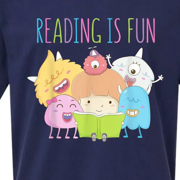 Reading Teacher Reading is Fun Monster Book Lover Fun Kid Sueded Cloud Jersey T-Shirt