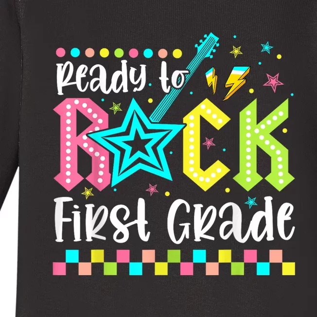 Ready To Rock First Grade Back To School 1st Grade Baby Long Sleeve Bodysuit