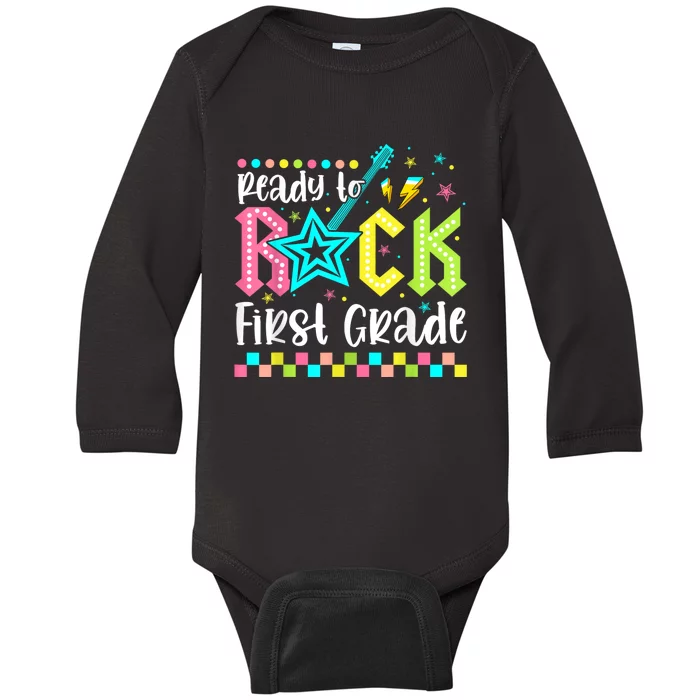 Ready To Rock First Grade Back To School 1st Grade Baby Long Sleeve Bodysuit