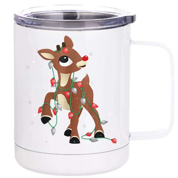 Rudolph The Red Nose Reindeer For And Christmas Fan Front & Back 12oz Stainless Steel Tumbler Cup