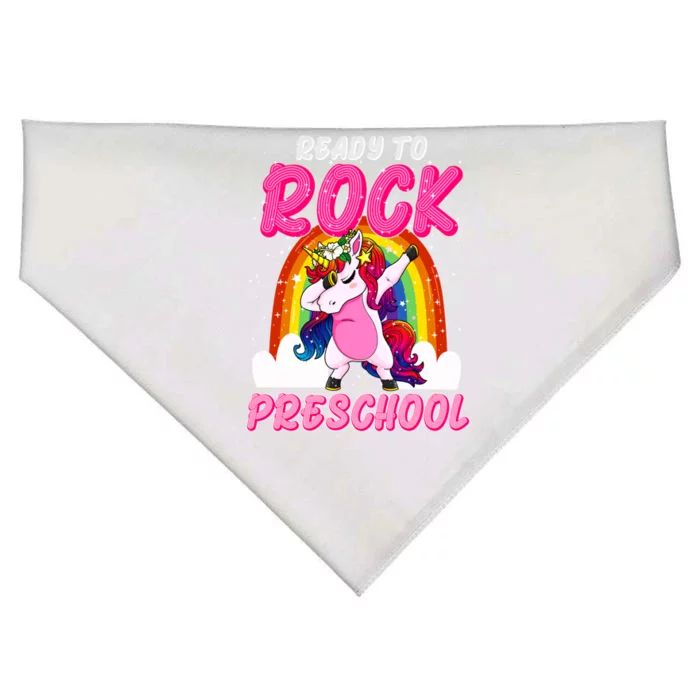 Ready To Rock Preschool Dabbing Unicorn Back To School Gift USA-Made Doggie Bandana