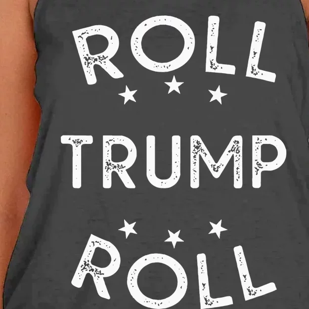 Roll Trump Roll Funny Alabama Republican Women's Knotted Racerback Tank