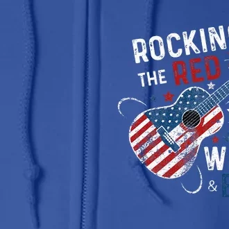 Rocking The Red White And Blue Guitar 4th Of July Full Zip Hoodie