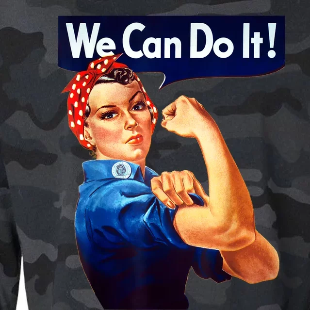 Rosie The Riveter Poster We Can Do It Feminist Retro Cropped Pullover Crew