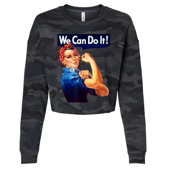 Rosie The Riveter Poster We Can Do It Feminist Retro Cropped Pullover Crew