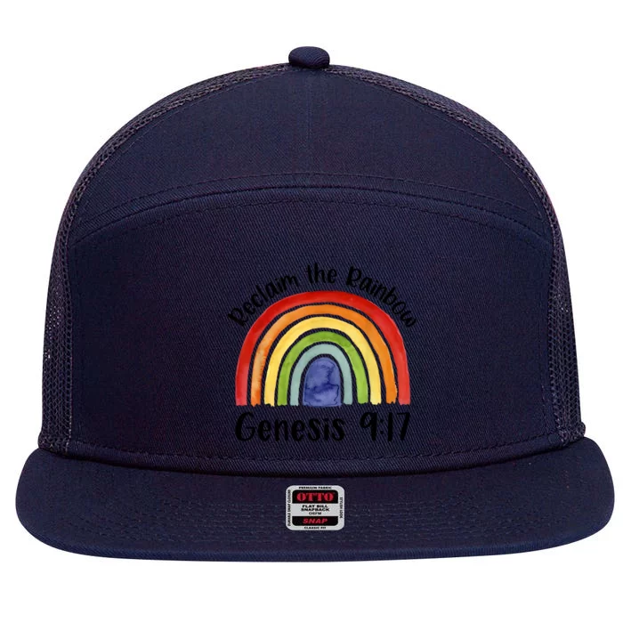 Reclaim The Rainbow Jesus Lover Christian Proverb 7 Panel Mesh Trucker Snapback Hat