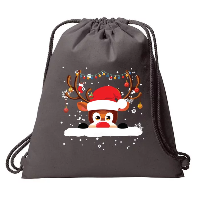 Rudolph The Red Nose Reindeer Christmas Pajama Girl Boy Drawstring Bag