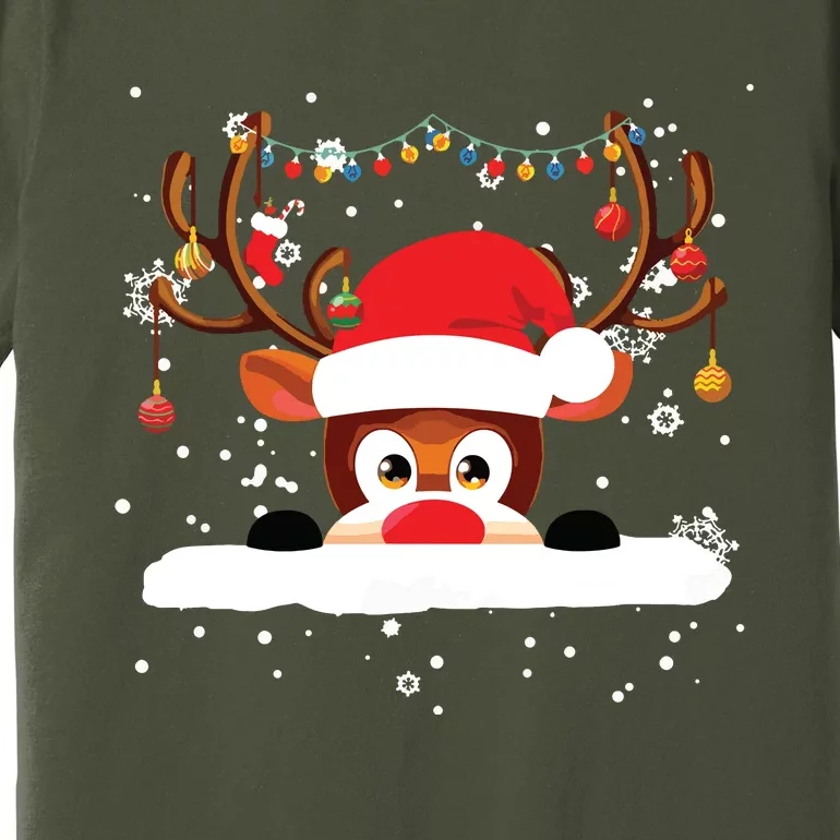 Rudolph The Red Nose Reindeer Christmas Pajama Girl Boy Premium T-Shirt