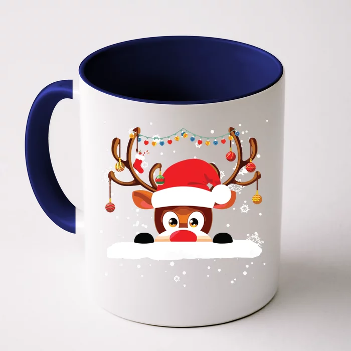 Rudolph The Red Nose Reindeer Christmas Pajama Girl Boy Front & Back Coffee Mug