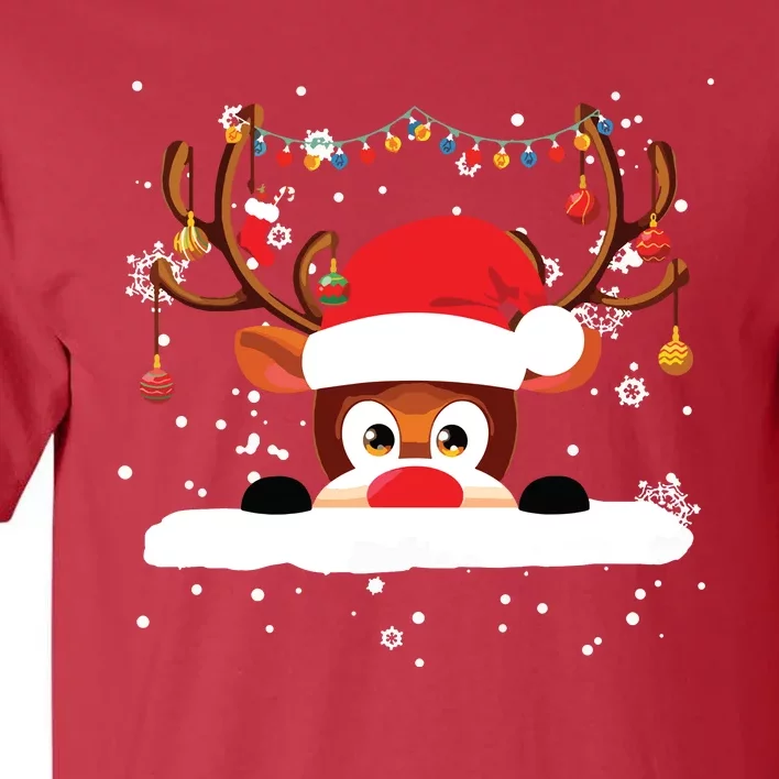 Rudolph The Red Nose Reindeer Christmas Pajama Girl Boy Tall T-Shirt