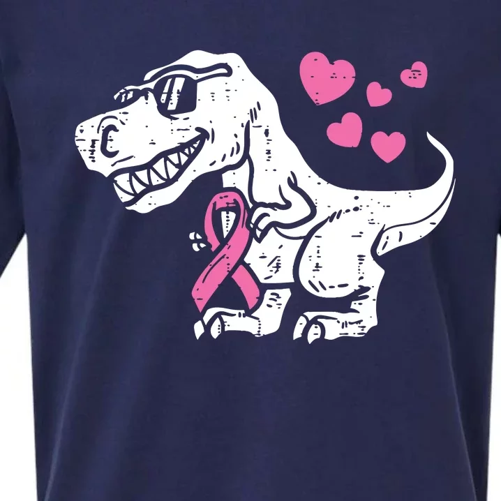 Ribbon T Rex Breast Cancer Awareness Boy Sueded Cloud Jersey T-Shirt