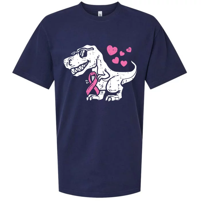 Ribbon T Rex Breast Cancer Awareness Boy Sueded Cloud Jersey T-Shirt