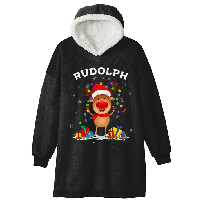 Rudolph The Red Nose Reindeer For Christmas Xmas Hooded Wearable Blanket