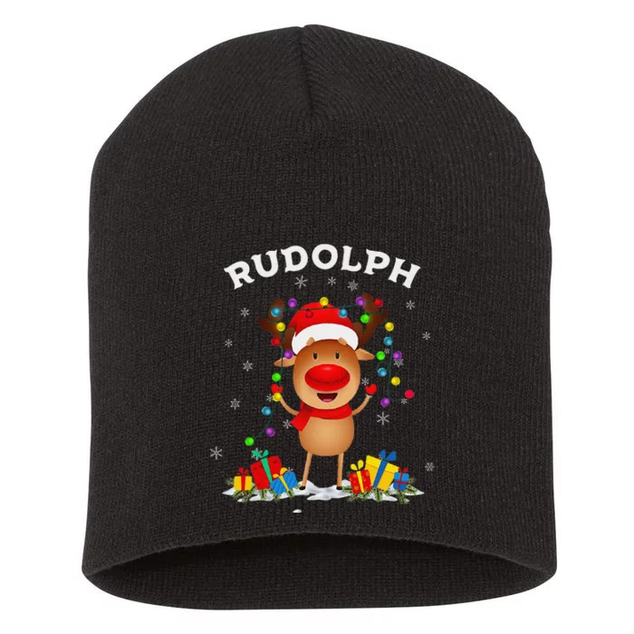 Rudolph The Red Nose Reindeer For Christmas Xmas Short Acrylic Beanie