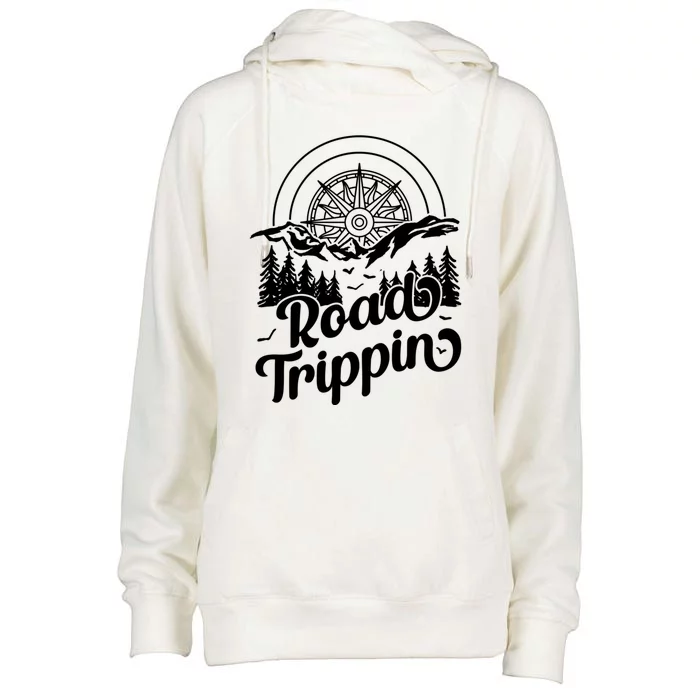 Road Trippin Road Trip Funny Gift Womens Funnel Neck Pullover Hood