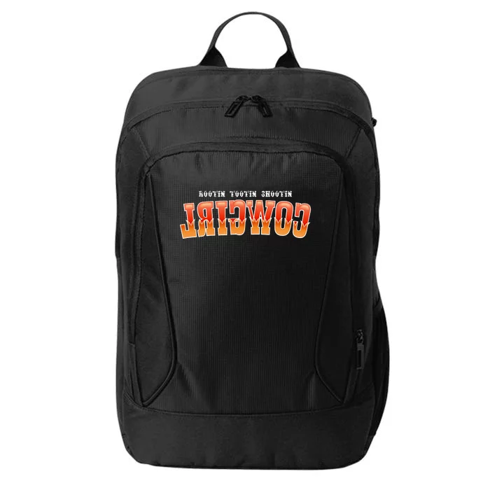 Rootin Tootin Shootin Reverse Cowgirl Western Logo City Backpack