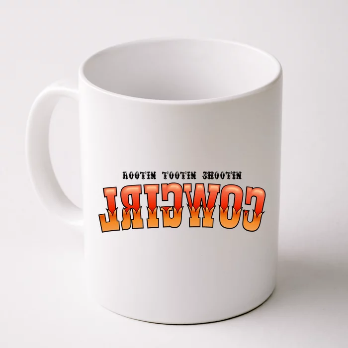 Rootin Tootin Shootin Reverse Cowgirl Western Logo Front & Back Coffee Mug