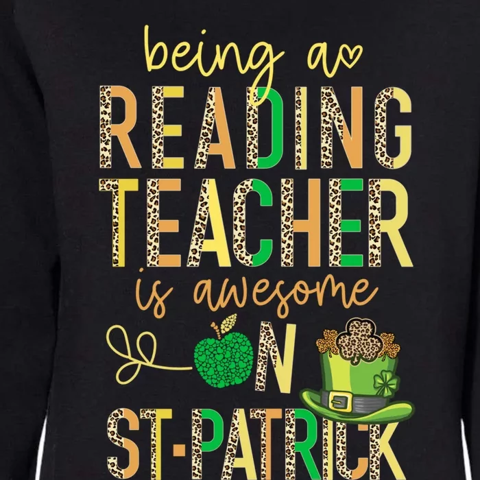 Reading Teacher School St Patrick Leopard Shamrock Clover Gift Womens California Wash Sweatshirt