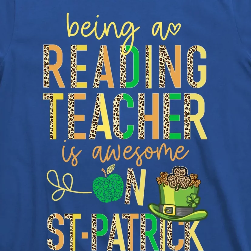 Reading Teacher School St Patrick Leopard Shamrock Clover Gift T-Shirt