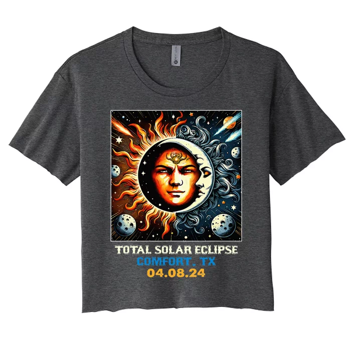 Retro Total Solar Eclipse Comfort Texas Women's Crop Top Tee