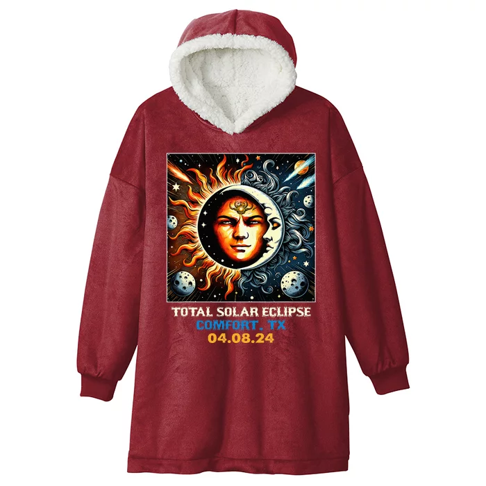 Retro Total Solar Eclipse Comfort Texas Hooded Wearable Blanket