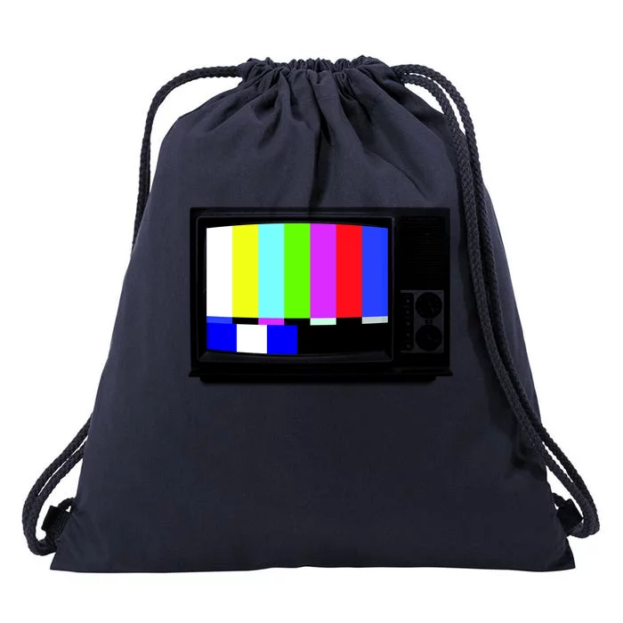 Retro TV Screen Colored Lines Drawstring Bag