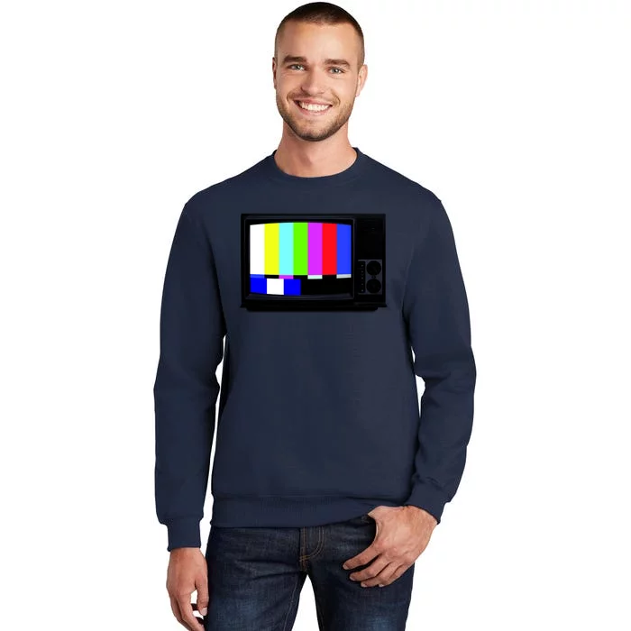 Retro TV Screen Colored Lines Tall Sweatshirt