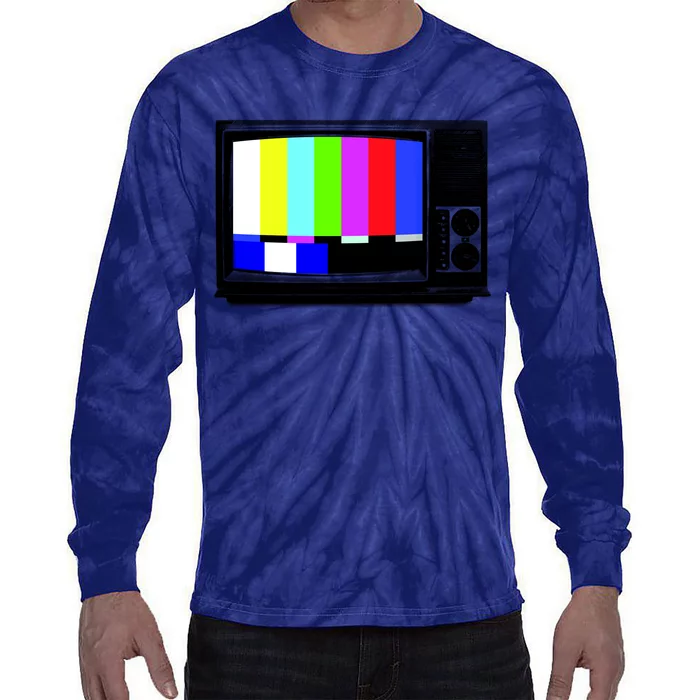 Retro TV Screen Colored Lines Tie-Dye Long Sleeve Shirt