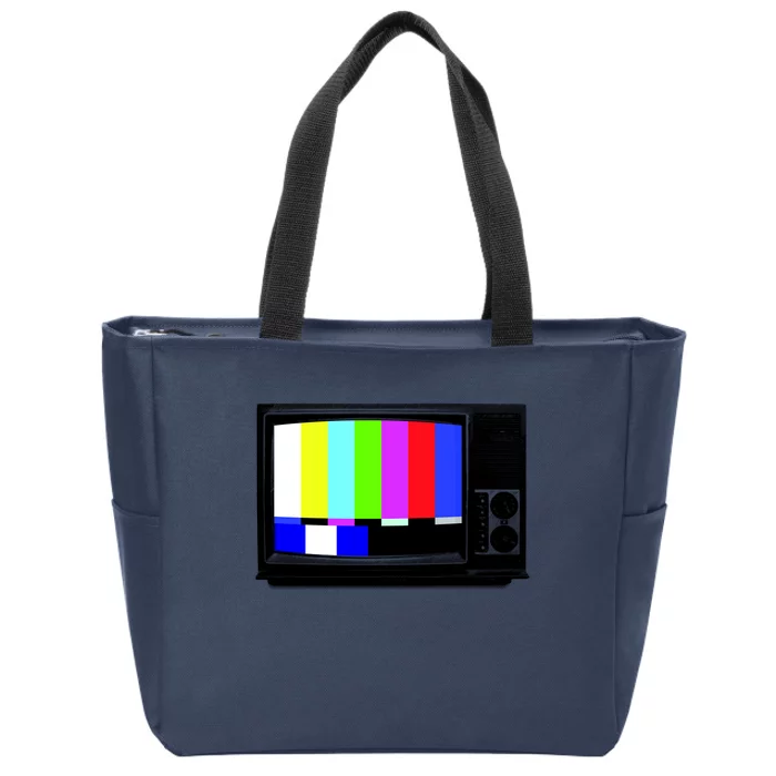 Retro TV Screen Colored Lines Zip Tote Bag