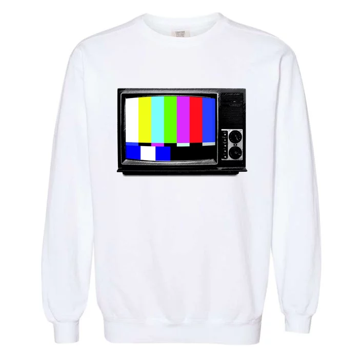 Retro TV Screen Colored Lines Garment-Dyed Sweatshirt