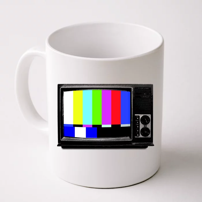 Retro TV Screen Colored Lines Front & Back Coffee Mug