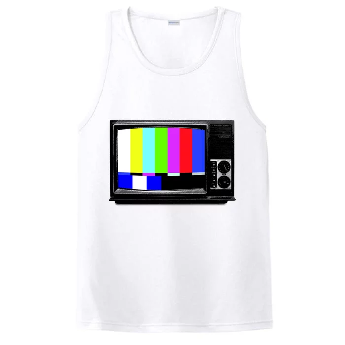 Retro TV Screen Colored Lines Performance Tank