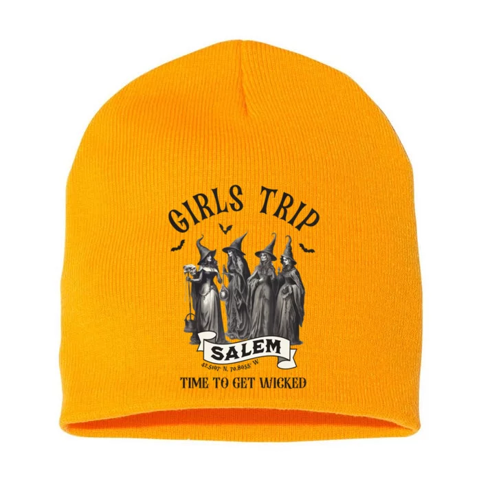 Retro Trip Salem 1692 They Missed One Witch Halloween Gift Short Acrylic Beanie